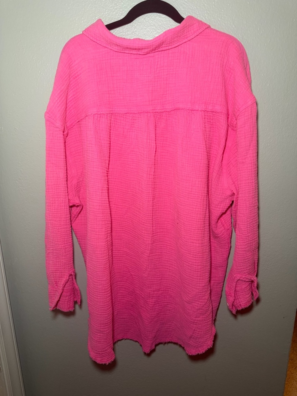 AERIE WOMENS Pink Button-Up Gauze Shirt - Picture 4 of 4